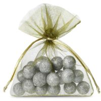 Woreczki z organzy 10 x 13 cm - oliwkowe Woreczki na ślub