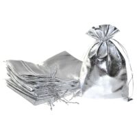 Woreczki metaliczne 13 x 18 cm - srebrne Baby Shower